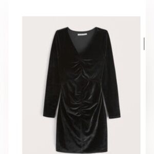 Abercrombie & Fitch Bodycon long sleeved velvet black dress -NEW-XS